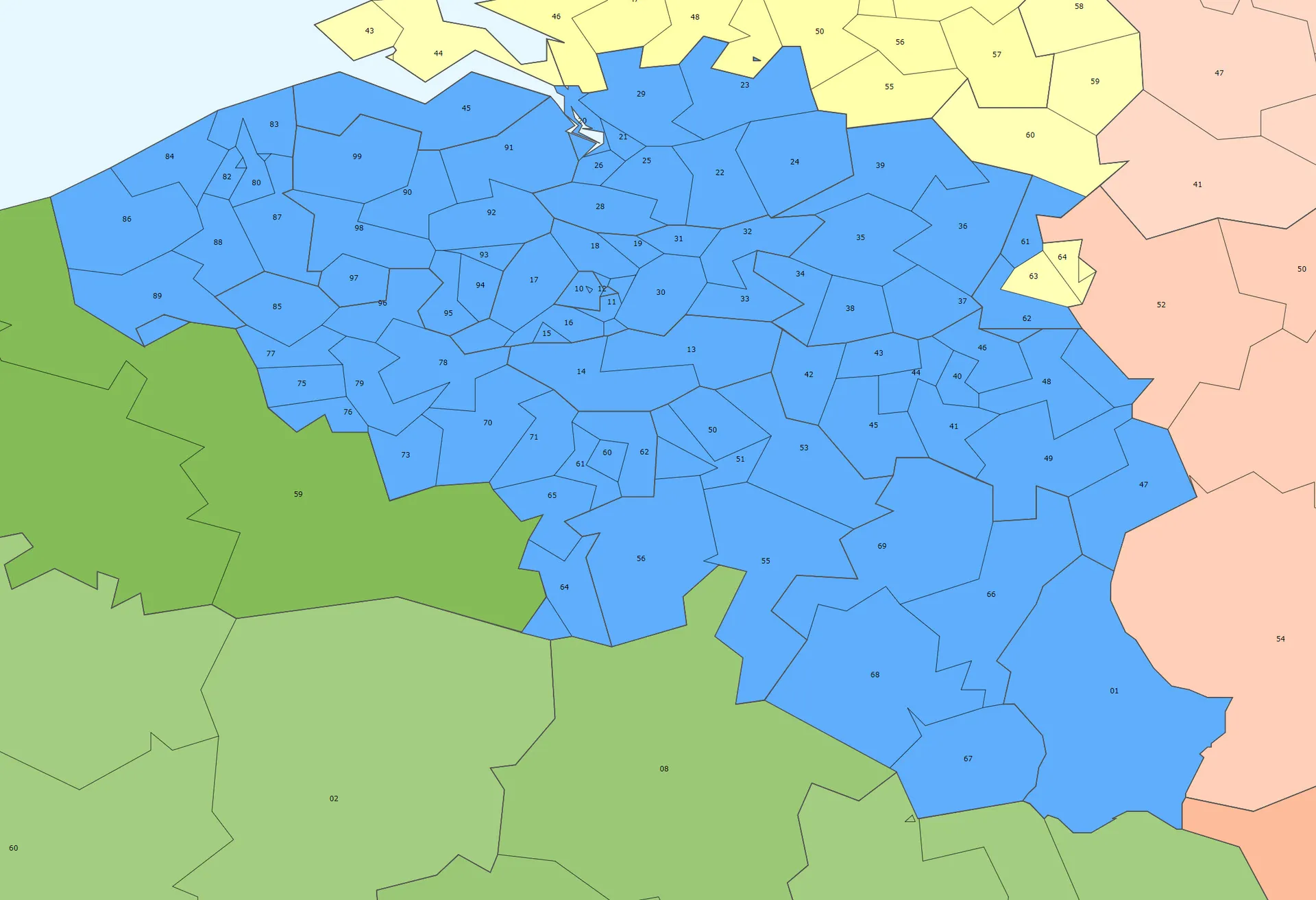 Carte de la zone de distribution : Belgique et Luxembourg