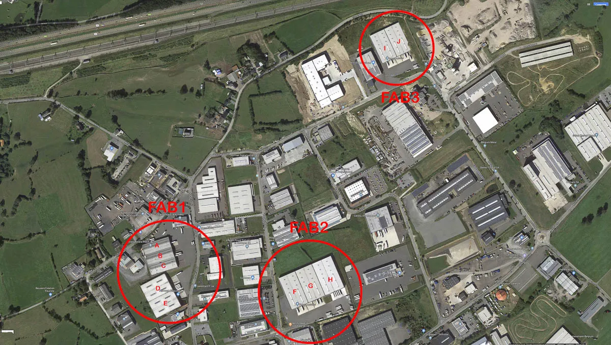 Vue des trois sites Fabry Logistics dans la Z.I. des Plenesses